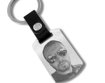 Personalisierter Edelstahl Schlüsselanhänger mit Foto-Gravur | Individueller Anhänger für Schlüssel & Taschen