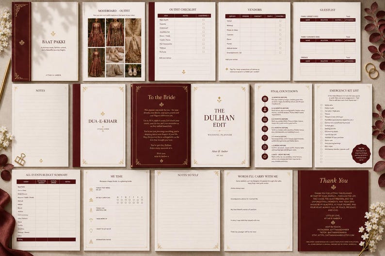 The Dulhan Edit / Luxury Desi Bridal Planner: Nikkah, Mehndi, Baraat (Folleto digital en PDF) imagen 1