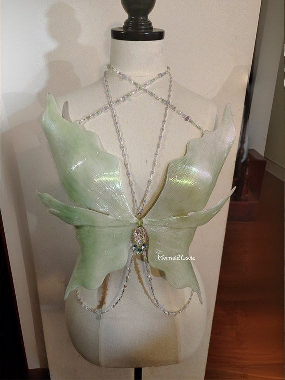 Light Green Pearl Glossy Resin Mermaid Corset Bra Top Cosplay Costume Patent-protected  -  Canada