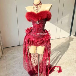 Ruby Fur Lace Ensemble Costume Patent-Protected