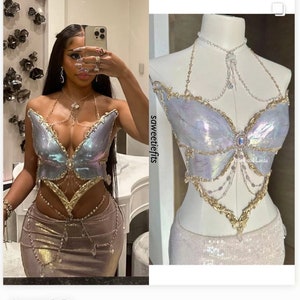 Waterlily Butterfly Resin Mermaid Corset Bra Top Cosplay Costume Patent-Protected