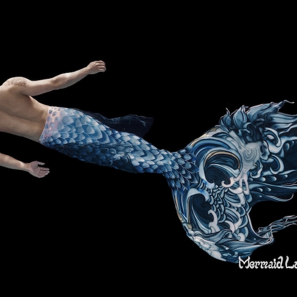 Water Blue Peacock Mermaid Merman Tail
