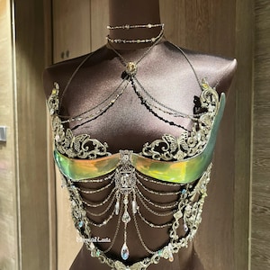 Costume da fata della foresta in resina, reggiseno con corsetto e top a sirena, per cosplay, brevettato
