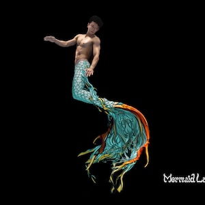 Turquoise Water Peacock Mermaid Merman Tail