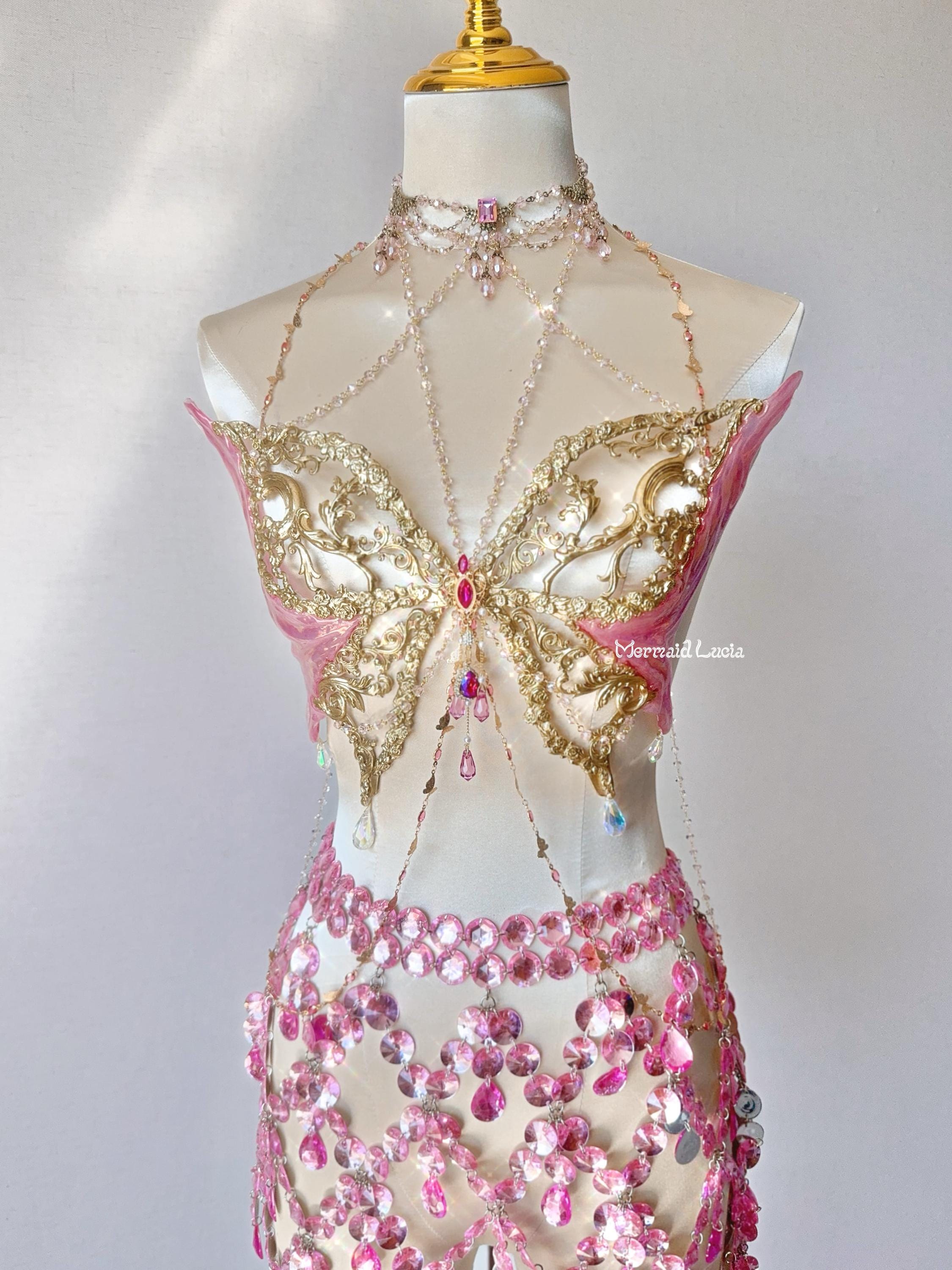 ローズメイ　ハンドメイドコスチューム Rosette Majesty Resin Porcelain Mermaid Corset Bra Top Cosplay