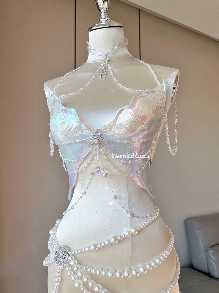 Mermaid Lucia Pearlescent Jellyfish Resin Mermaid Corset Bra Top