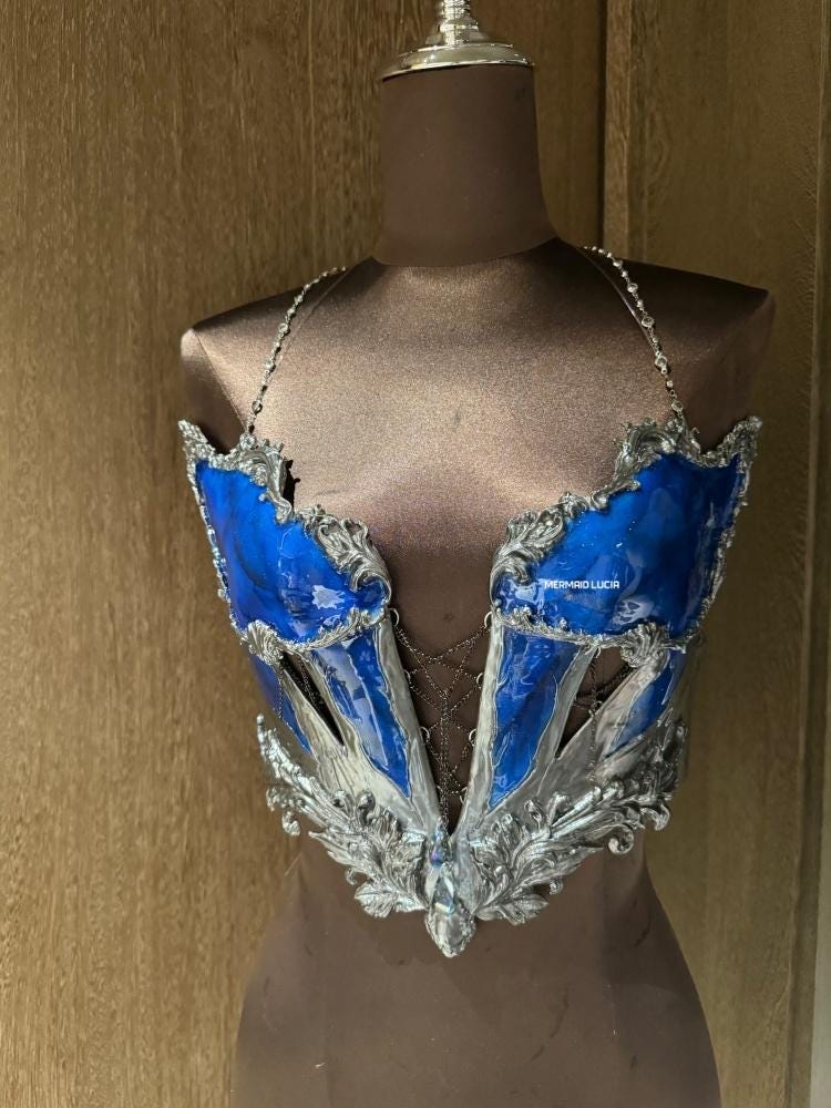 【海外製☆】Mermaid Lucia　マーメイドコルセット Waterlily Butterfly Resin Mermaid Corset Bra Top Cosplay