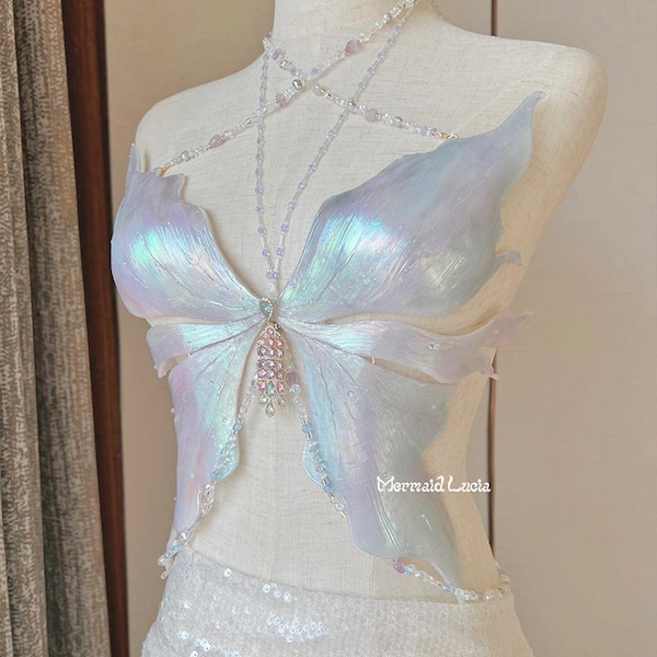 Pearl Glossy Resin Mermaid Corset Bra Top Cosplay Costume Patent-Protected