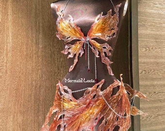 Mermaid Lucia Nature's Flame-Amber Petals Resin Mermaid Corset Bra
