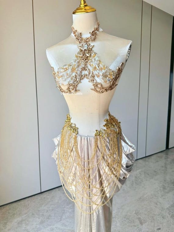 lucia golden dress Mermaid Allure Resin Top Costume Patent-Protected tie back