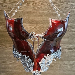 Blood Red Armour Resin Mermaid Corset Bra Top Cosplay Costume Patent-Protected