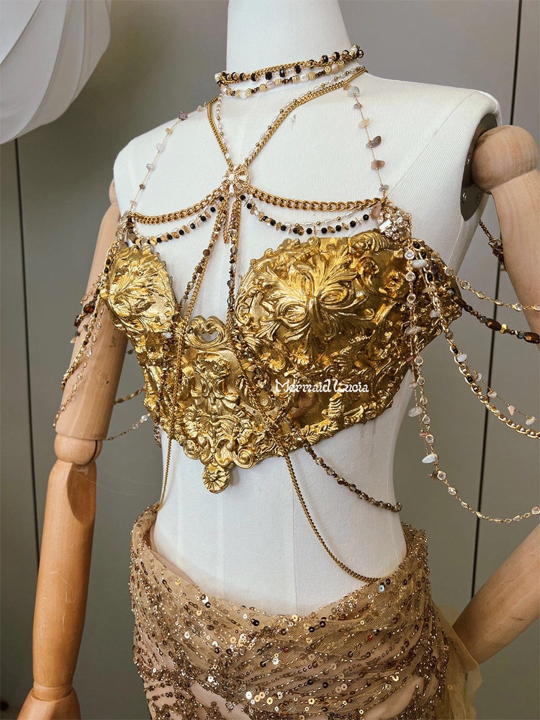 Jibaro Banshee Resin Mermaid Corset Bra Top Cosplay Costume Patent