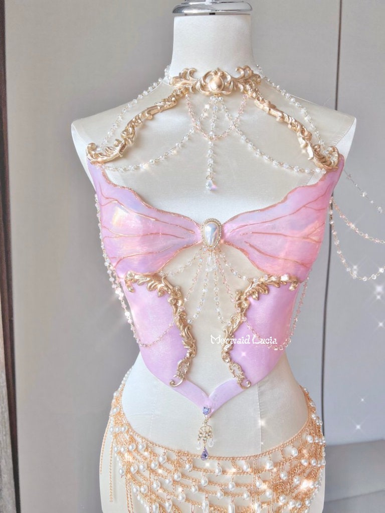 Mermaid Lucia Cherry Blossom Love Resin Mermaid Corset Bra Top Cosplay Costume Patent-Protected