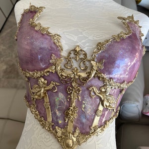 Angel Purple Opal Bones Resin Mermaid Corset Bra Top Cosplay Costume Patent-Protected
