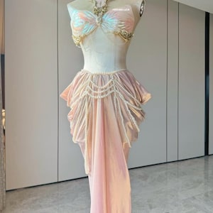 Opal Pink Pearl Resin Mermaid Corset Bra Top Cosplay Costume Patent-Protected