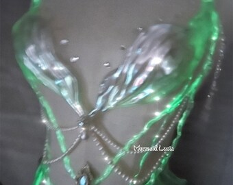 Luminous Seashell Siren Angel Resin Mermaid Corset Bra Top Cosplay Costume Patent-Protected