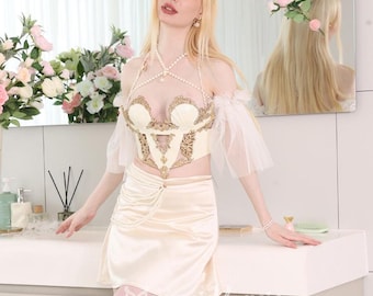 Vintage Palace Shell Resin Mermaid Corset Bra Top Cosplay Costume Patent-Protected