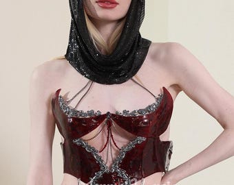 Red Rose Gothic Blood Resin Mermaid Corset Bra Top Cosplay Costume Patent-Protected