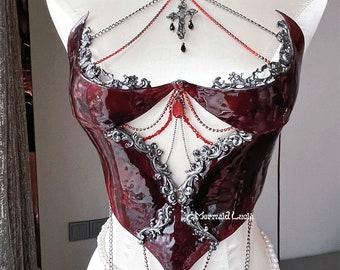 Rose Gothic Blood Resin Mermaid Corset Bra Top Cosplay Costume Patent-Protected