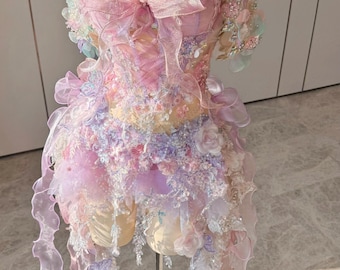 Meerjungfrau Lucia Blush Schleier Reverie Königin Kleid Ensemble Kostüm Patent-Geschützt