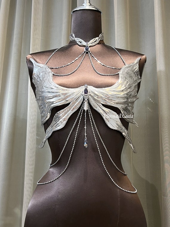 Moonstone Butterfly Resin Mermaid Corset Bra Top Cosplay Costume  Patent-Protected