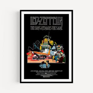 Poster dei Led Zeppelin, stampa del film "The Song Remains The Same" del 1976, poster di concerti rock d'epoca, poster di musica psichedelica, decorazioni per chitarra di Jimmy Page