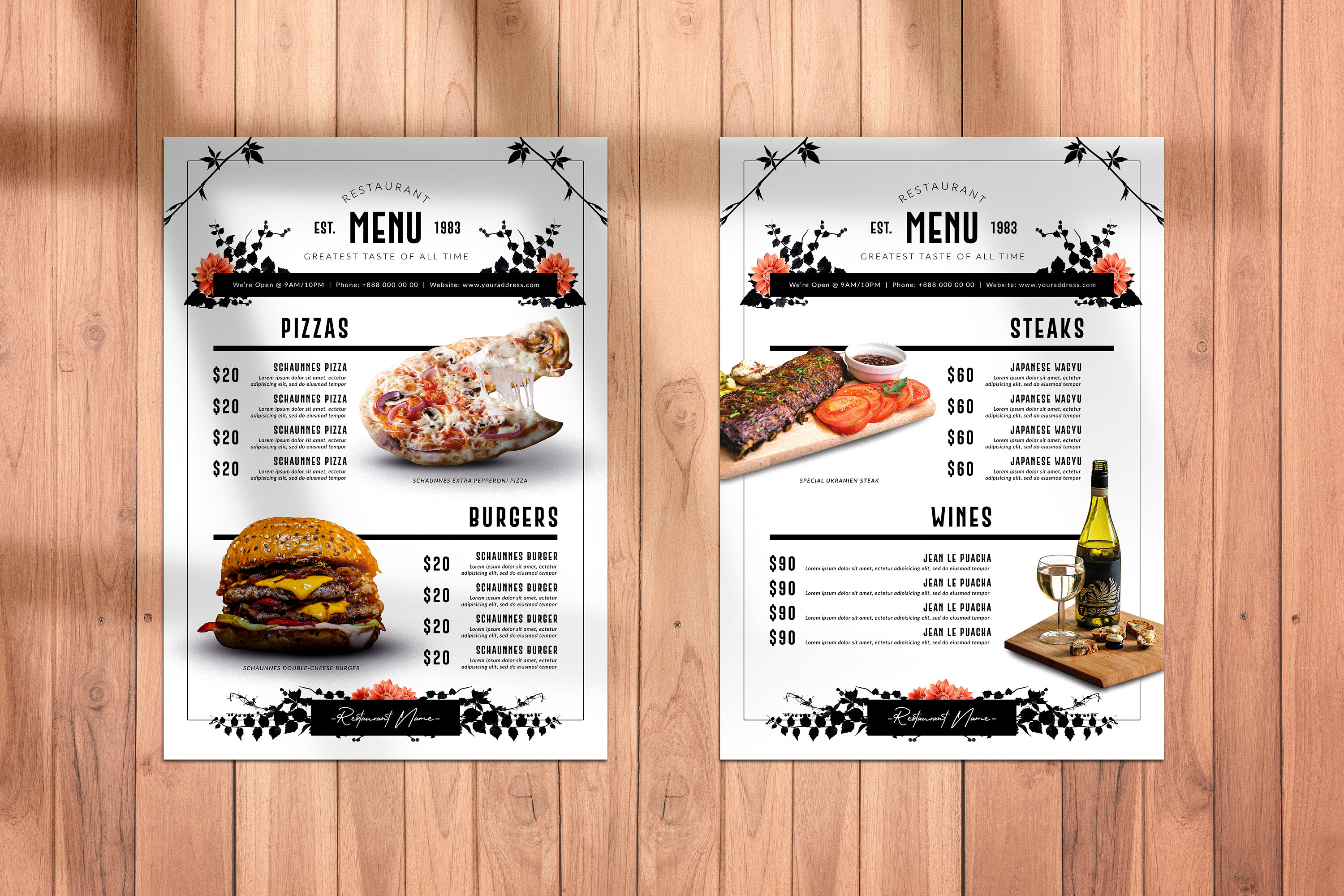 Restaurant Food Menu Editable Template Price List DIY Etsy