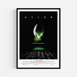 Póster de la película Alien de 1979, arte mural retro de ciencia ficción y terror, lámina clásica de Ridley Scott, obra de arte con escenas de Alien, decoración de cine vintage de culto.