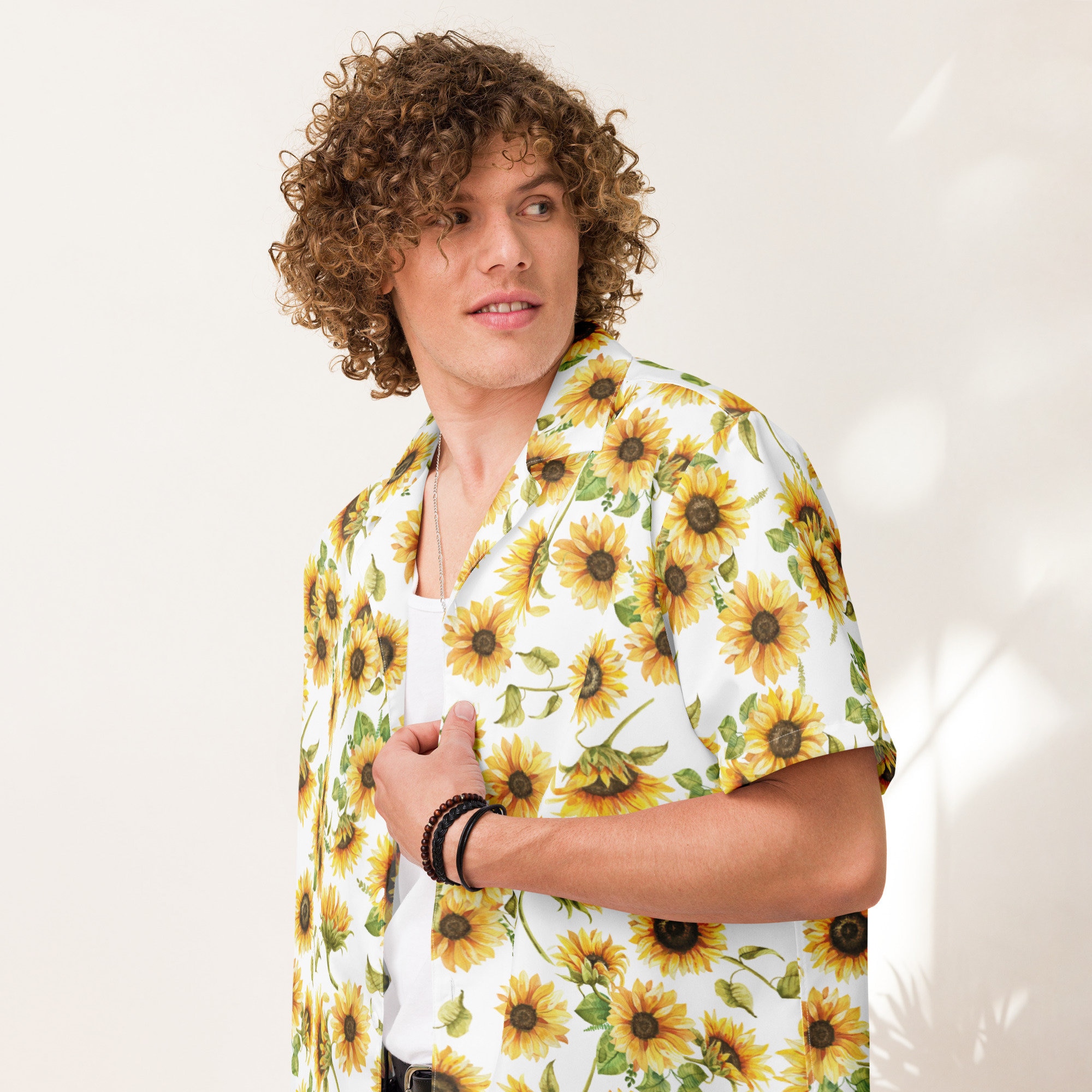 Sunflower Shirt Button up With Collar for Gardeners and Flower