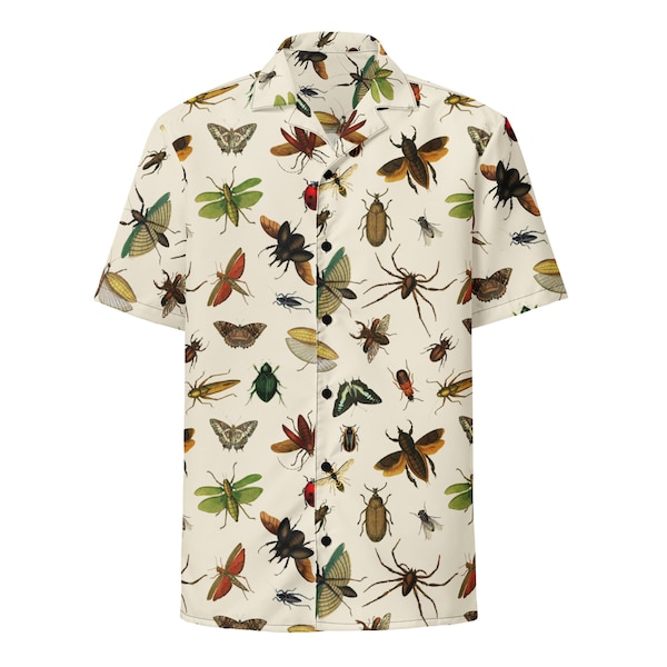 Bug Lover's Button Up Shirt with Insects Gifts for Him