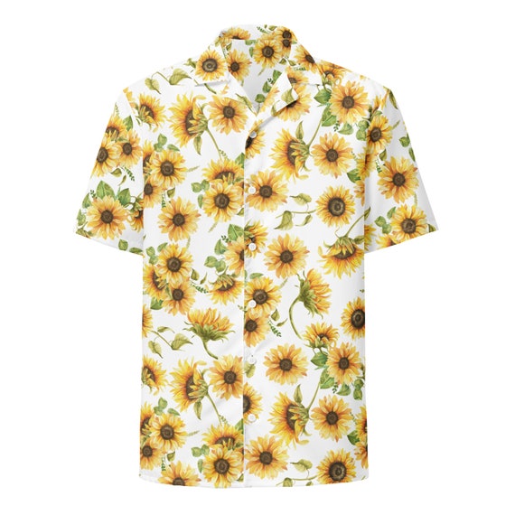 Sunflower Shirt Button up With Collar for Gardeners and Flower