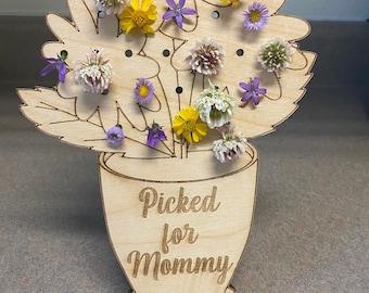 Geplukt voor mama bloemhouder / moederdagcadeaus / houten moederdagbord