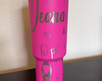 SM 40oz full wrap engraved tumbler/ Engraved Tumblers/ Breast Cancer gifts/ Breast Cancer survivor/ personalized gifts