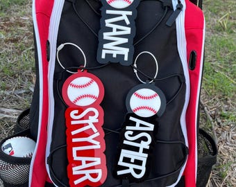 Etichetta per borsa da baseball/ Portachiavi da baseball/ Accessori per borsa Camino/ Accessori per borsa sportiva da mamma