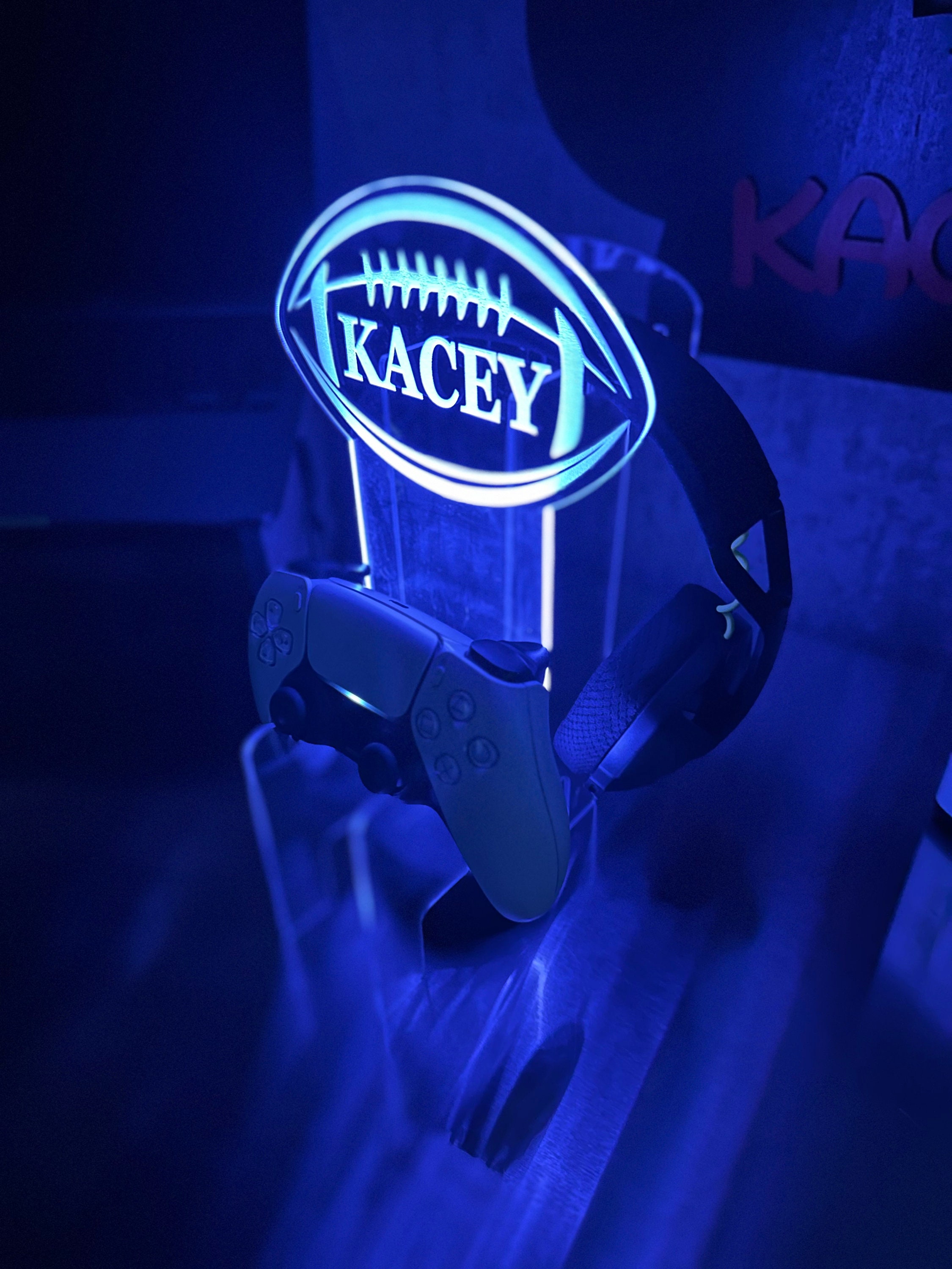 Personalized Game Controller Stand LED Light Engraved Gamer Headphones ...