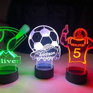 Sports themed acrylic LED lights/ Color Changing acrylic night lights/ gifts for kids/ sports lovers