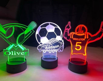 Sports themed acrylic LED lights/ Color Changing acrylic night lights/ gifts for kids/ sports lovers