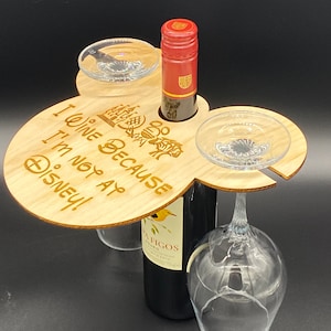 Wooden Mouse Ear Balancing Wine Caddy/ Wine Glass Holder image 2