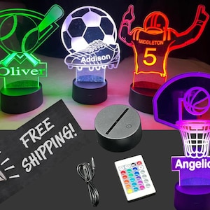 Sports themed acrylic LED lights/ Color Changing acrylic night lights/ gifts for kids/ sports lovers
