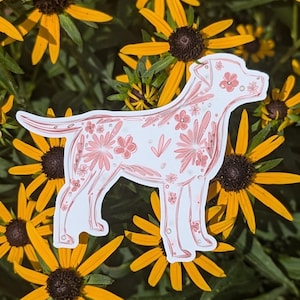 Floral Labrador Retriever Sticker: Hand-Drawn Waterproof Decal