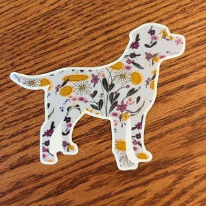 Floral Labrador Retriever Sticker: Hand-Drawn Waterproof Dog Decal
