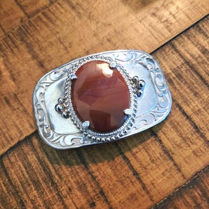 Nice Vintage Agate Gemstone Southwest Western 1980s Vintage Belt Buckle Cowboy Cowgirl