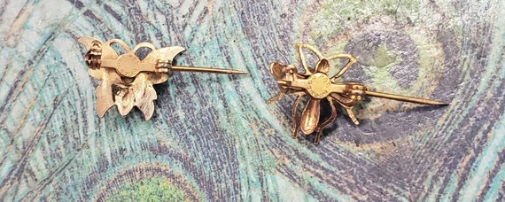 Two Adorable Vintage Gold Tone and Enamel Insect … - image 5