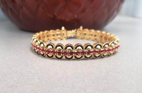 Vintage Signed Joan Rivers Ruby Red Rhinestone Bl… - image 1