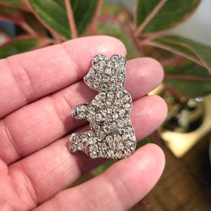 Adorable Signed Vintage Butler & Wilson Panda Bear Rhinestone Brooch