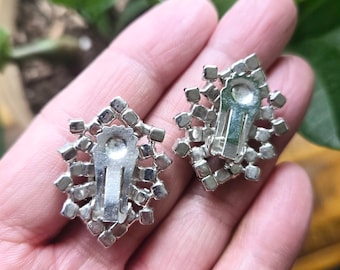 Vintage Crystal Clip on Clear Rhinestone Earrings - Etsy