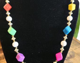 Vintage 80s Colorful Plastic Necklace