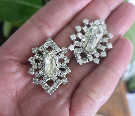 ☆人気☆【VINTAGE HOLLYWOOD】☆All Crystal Ring Earring.s☆ Art Deco Vintage Hollywood Crystal Earrings by Sweet Romance