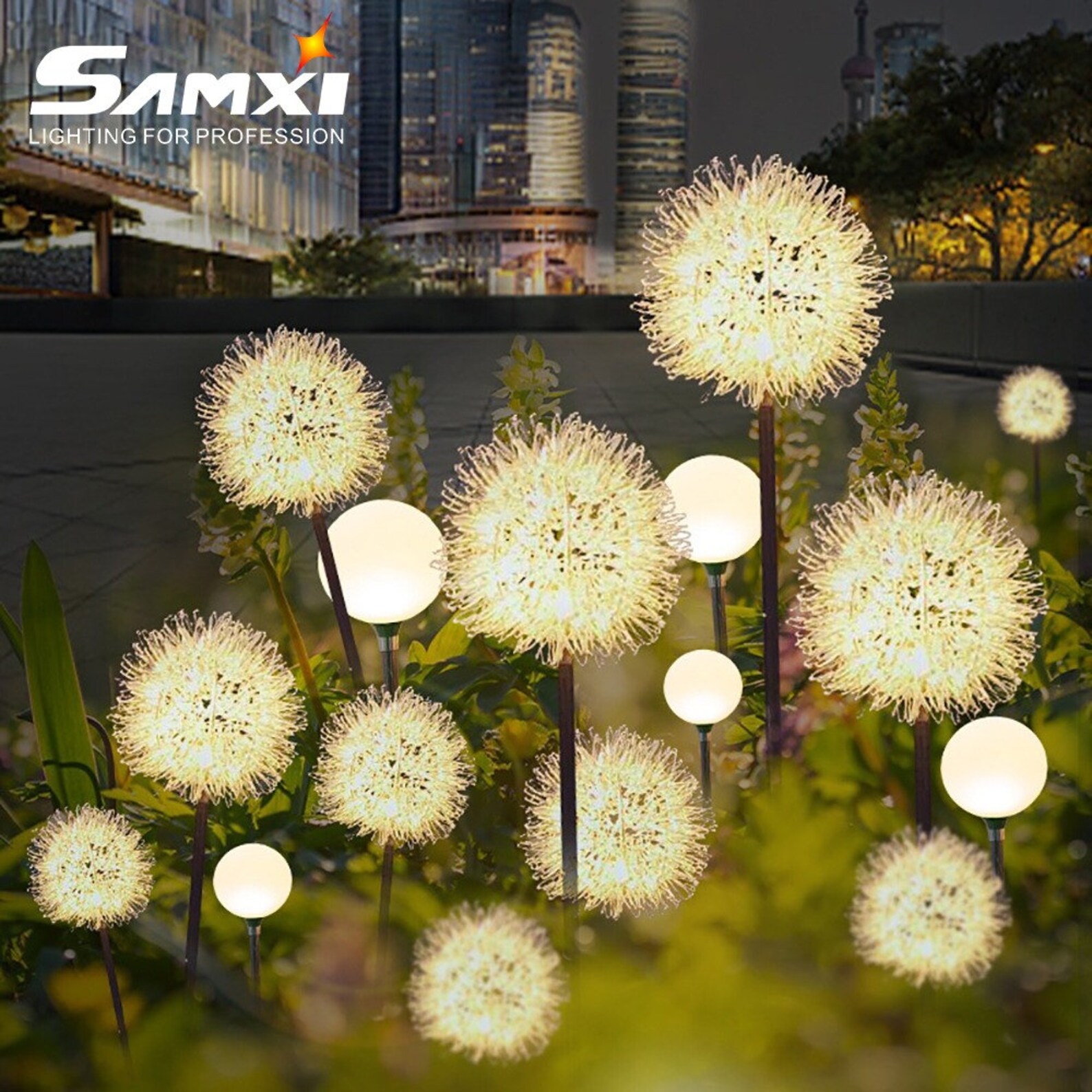 LED Solar Light Outdoor Dandelion Lights Garden Decoration Etsy