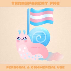 Trans Pride Schnecke Transparente PNG Clipart–Niedliche Kawaii skurrile digitale Kunst für Aufkleber, Tapeten, Journals, & mehr | Sofort Download